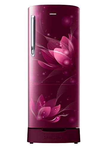 Image of Samsung 192 L 2 Star Direct Cool Single Door Refrigerator Appliance (RR20A281BR8 /NL, SAFFRON RED, Base stand drawer)