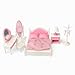 OLEOCA Family Dollhouse Bedroom Set — Bed, Pillows & Bedspread, Vanity with Mirror, Nightstand, Floor Mirror, Chair, Lamp, Coat Rack & Hangers — Dollhouse Furniture & Accessories for Ages 3+