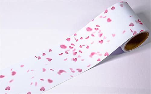 Guest Ruyunlai Bordure de papier peint Frise Murale Adhesive Bordure Papier Peint Frise Autocollante pour Cuisine, Salle de Bains, Plafond, Salon, Chambre Décoration Murale aime le rose 12cm X 600cm