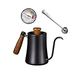Gooseneck Kettle, Pour Over Coffee Kettle 550ml with Thermometer and Coffee Spoon, Stainless Steel Coffee Pot with Long Narrow Spout Hand Drip Kettle