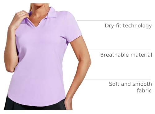 Image of MIER Women's Golf Polo Shirts Collared V Neck Short Sleeve Tennis Shirt, Dry Fit, Moisture Wicking