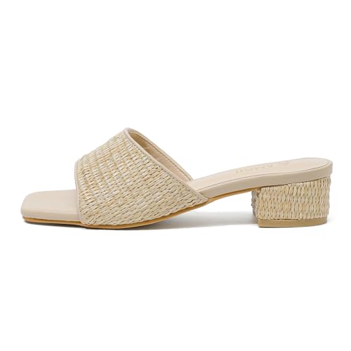 Amoji Raffia Block Heels Women Dress 2 In Dress Heeled Sandals 345 Khaki 9 women — view 4