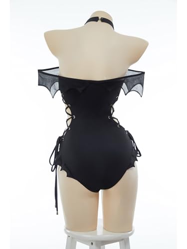 MEOWCOS Gothic Swimsuit for Women Vintage Bat Design Goth Swimsuit Bathing Suit Retro Dark Swimwear3