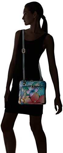 Anna By Anuschka Women's Genuine Leather Zip Around Cross Body | Medium Organizer With External Credit Card Pocket | Midnight Floral #TOP5