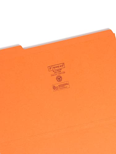 Smead File Folder, Reinforced 1/3-Cut Tab, Legal Size, Orange, 100 Per Box (17534) #TOP2