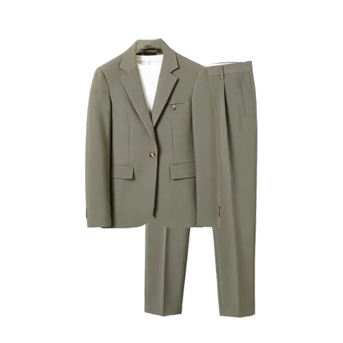 Men's Business Casual Suit Simple Black Brown Fashion Fit 2 Pcs Set (Blazer +Pants) Wedding