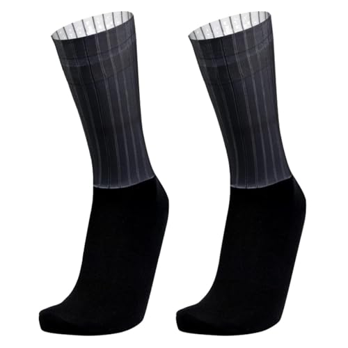 BULBEAWICK Aero Anti Slip Silicone Summer Whiteline Cycling Socks Men Bicycle Sport Running Bike Socks(Black)