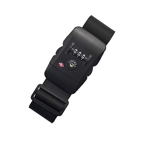 Heavy Duty Luggage Straps TSA Approved with Lock Adjustable Travel Belt for Suitcases (Black)