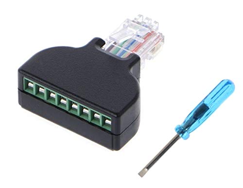 Eatech Ethernet RJ45 Male Plug to Screw Terminal 8 Pin CCTV Digital DVR Adapter Connector with Mini Screw Driver (Black)-image-24