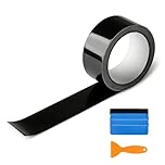 Gloss Black Vinyl Wrap, 5cm×10m Car Wrap Kit with Auxiliary Tools Grade Air-Release Cast Vinyl Film for Paint Protection Dechrome Black