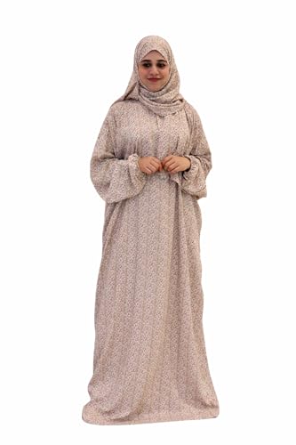 Prayer Dress for Women Rayon Cotton Easy to Wear Perfect size and best for Gift (Light Beige)