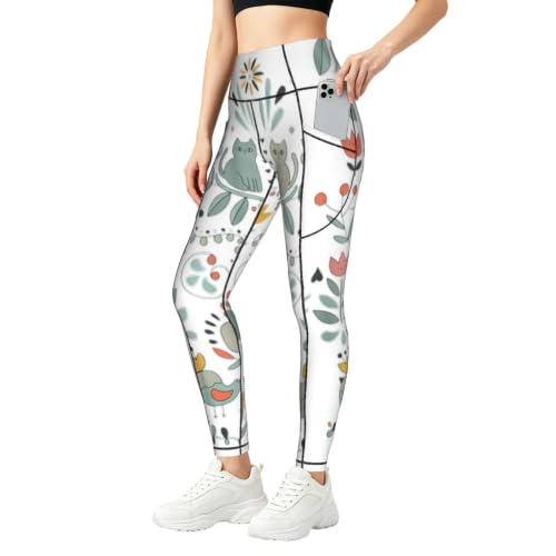 Pantalones de yoga elásticos no transparentan leggings estampados mujer con bolsillos prácticos