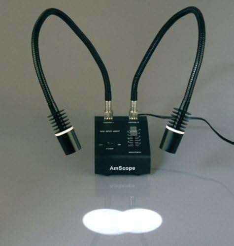 Image of AmScope SM-1TSW2-L6W-10M Digital Professional Trinocular Stereo Zoom Microscope, WH10x and WH25x Eyepieces, 3.5X-225X Magnification, 0.7X-4.5X Zoom Objective, 6W Dual-Gooseneck LED Light, Pillar Stand, 85V-265V, Includes 0.5X and 2.0X Barlow Lenses, Includes 10MP Camera with Reduction Lens and Software