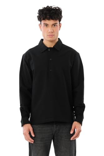 Image of SNITCH Men Smart Casual Shirt | Regular Fit Full Sleeve with Point Collar & Half Placket Design | Breathable Cotton Fabric for Outings & Daily Essential Wear | Black
