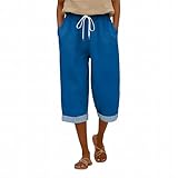 Kurze Hose Damen Leicht Sommerhose Weites Bein Freizeithose Casual Loose Fit Trousers Bequeme Strandshorts Mit Tunnelzug Lässige Hose mit Geradem Bein