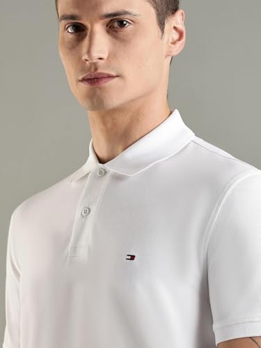 Image of Tommy Hilfiger Solid Regular Fit Cotton Polo T-Shirt
