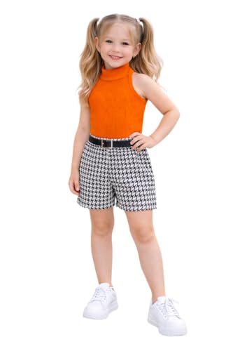 Image of Girl's Solid Cotton Blend Style Top and Shorts Set