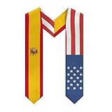 Estola de graduación con bandera de EE. UU. y España, chal, banda para regalo de graduación de 2024, unisex, 183 cm de largo.