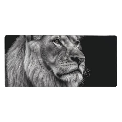 Tapis de souris grand format lion gris pour l'organisation de votre bureau à domicile