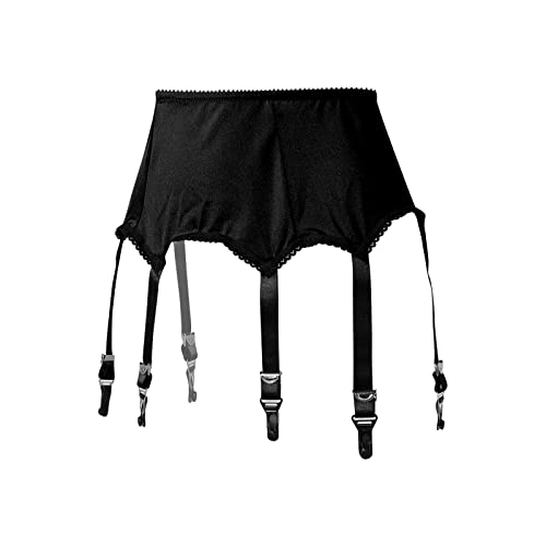 Women's Sexy Lace Garter Belt With 6 Straps Metal Clip Suspender For Thigh High Stockings (Black, M) #TOP3