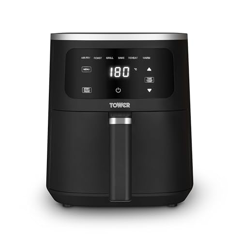 Tower Digital Single Basket Air Fryer 4L Capacity Overheat Protection 1300W Black Medium T17205AFR