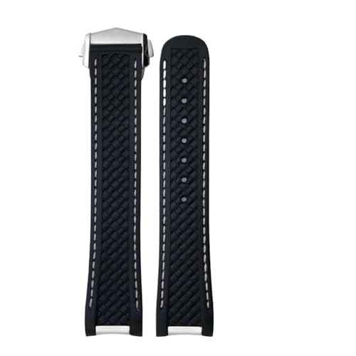 [ɂ] 19mm 20mm 21mm tbfS FKM \tgEHb`oh IK ANAe 150M AT150 V[}X^[ JtEHb`Xgbv AbvO[hobNΉ(Black white silver,21mm)