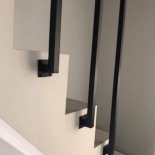 Pasamanos de 30-150cm para escaleras, barandilla de escalera de hierro forjado, barandilla de montaje en pared, kit de soporte de barra de agarre antideslizante tipo L metal negro galvanizado ( Size :