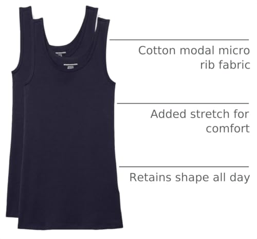 Image of Amazon Essentials Women's Slim-Fit Ribbed Scoop Neck Tank Tops, Pack of 2