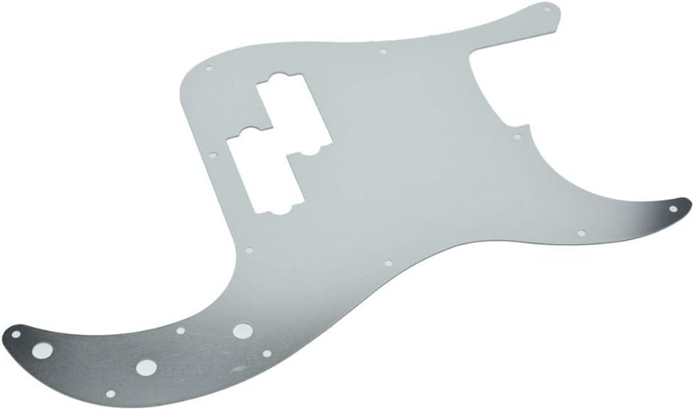 KAISH 13-Hole Metal Aluminium Anodized Left Handed P Bass Style Pickguard American Modern Style Standard Bass Pick Guard for Precision P Bass Sliver