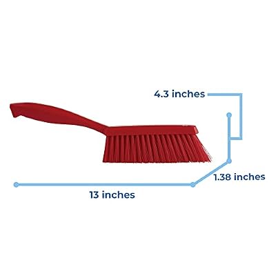 Vikan 45894 Bench Cleaning Brush, Polypropylene/Polyester Medium Bristle Dustpan Brush & Sweeper, 14 Inch, Red
