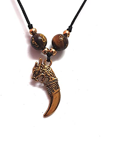 ASTROGHAR Tibetan Auspicious Om Mani Padme Hum Mantra Engraved Tiger Eye Crystals And Feng shui Dragon Pendant For men And Women, Standard, Others