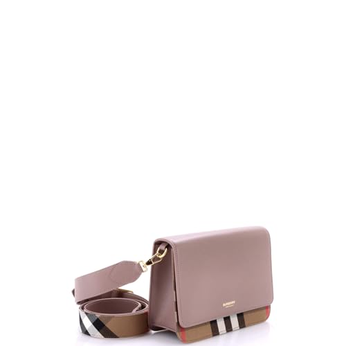 Pre-Loved Mackford Shoulder Bag Leather and House Check Canvas Small, Neutral2