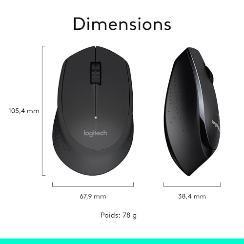 Logitech MK345 Combo Clavier Taille Standard Sans Fil avec Repose Poignet et Souris Droitier Confortable, Récepteur USB Sans Fil 2,4GHz, Compatible avec PC, Ordinateur Portable