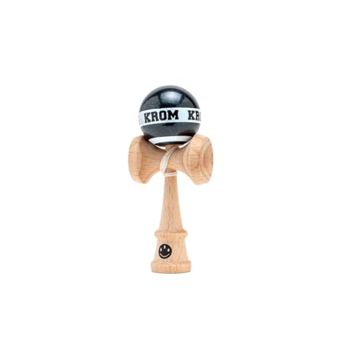 KROM Kendama MIKRO Schwarz Mini Kendama aus Buchenholz Voll spielbar Taschenformat Für Anfänger & Profis