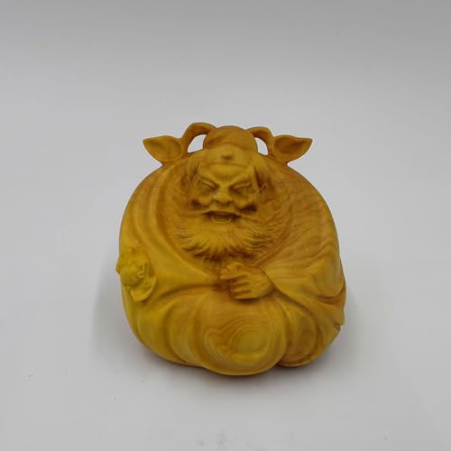 木彫りの仏像【鍾馗さん】柘植 6cm 木製彫刻 鍾馗様 置物 鍾馗さま 鐘馗 魔除け・厄除けの守護神 開運グッズ 風水グッズ (小葉?楊木)