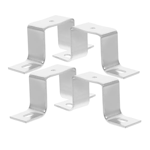 ERINGOGO 4 Piezas Soporte Ferroviario Soporte En Forma Herrajes Para Barandas De Cama Soportes De Amarres De Poste De Correa Soporte Del Marco De La Cama Tu Corchete Acero Silver