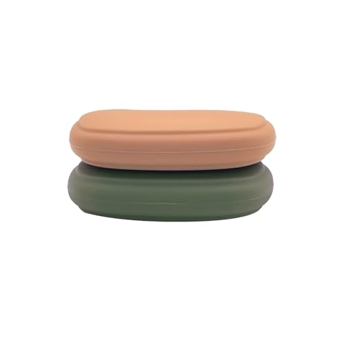 Image of TANGZU Silicone Headphone Organizer, Data Cable Storage Case, Portable Wired Headphone Organizer, Mini Magnetic Storage Box Storing Earbuds /USB Flash Drive /Key for Home or Workplace (Brown,Green-2PCS)