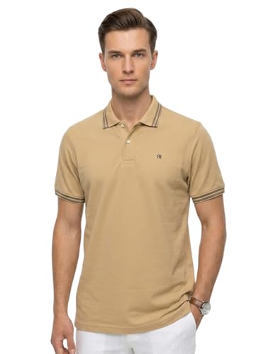 Image of Raymond Men Modern Fit Solid Pattern Pure Cotton Polo Neck Half Sleeve Casual T-Shirt