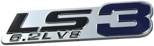 Image of Pair Set LS3 6.2L V8 Engine Badge 3D Emblem Nameplate Sticker (Silver Blue)
