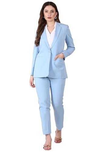 Image of Women's Formal Pant Suit Set | Single Button Blazer with Straight-Leg Trousers | Elegant Workwear for Office & Business Meetings