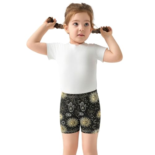 Sun Hand Stars Black Girls Bike Shorts Girl Clothes Toddler Under Dress Dance Shorts for 4-10 Years,4T3
