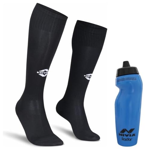 Image of Nivia Radar Sippers Bottle for Sports Cycling, 625ml (Navy /Blue) Plain Encounter Stockings (Black /White) Medium