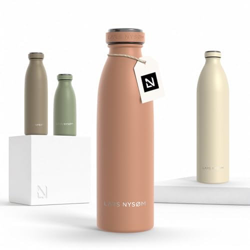 Image of LARS NYSOM Stainless Steel Insulated Water Bottle 12oz 17oz 25oz 34oz 51oz | Insulated Thermo Flask for Hot and Cold Beverages | Leakproof Drinking Bottle (Blush Rose, 17oz)