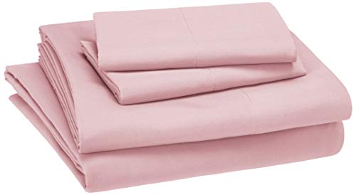 AmazonBasics Kid's Sheet Set - Soft, Easy-Wash Lightweight Microfiber - Full, Light Pink