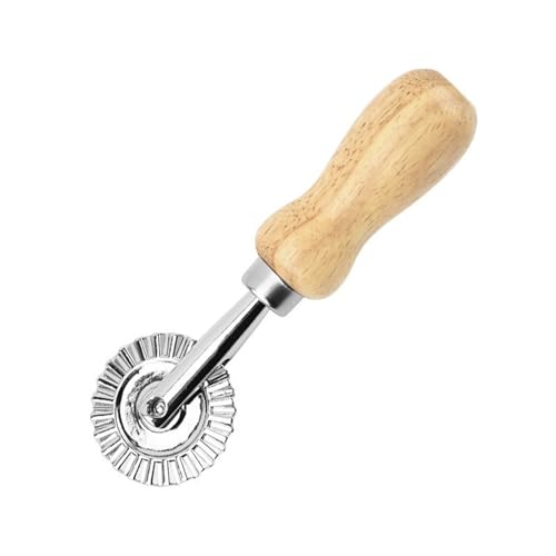 Teigrad Teigschneider Roller, Gewelltes Schneidrad Ravioli Ausstecher, Nudelschneiderrad, Pasta Cutter Wheel, Wheel Nudelschneider Wheel Nudelschneider con Holzgriff,Edelstahl Pizzaschneiderrad ideal