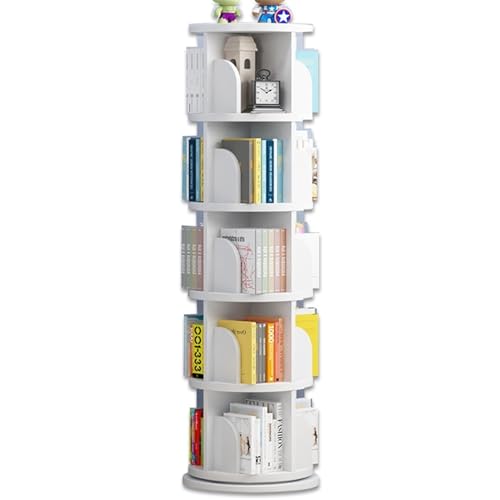 Estantería Giratoria, Estantería De Esquina Pequeña para Espacios Pequeños, Estante De Almacenamiento De Estantería De Piso De 4 Niveles con Pantalla 360 para Dormitorio, Sala De Estar, Blanco (Color