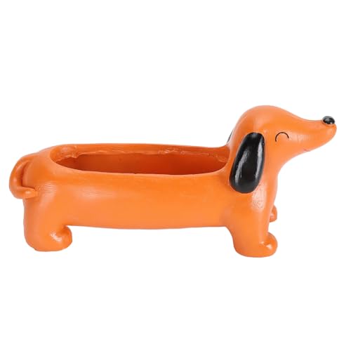 Xyntor Bote de Recipiente de Flores de Dachshund | Decoración sintética de jardín Interior/Exterior de la Intemperie | Linda Maceta en Forma de Perro para suculentas/Plantas pequeñas