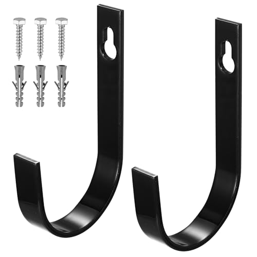 2 Stk Wandhaken Garagenhaken Schwerlasthaken, Wandhalterung, Leiterhaken, Gerätehaken, Wandhaken zum Schrauben, Metall Garagen Haken, U Haken Wandhalterung für Garage Leiter Fahrrad Werkzeug(145mm)