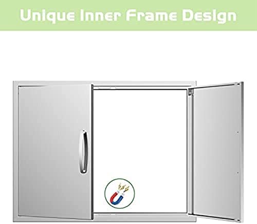 Stainless Steel BBQ Double Door for Outdoor Kitchen - 36" W x 23" H, Flush Mount Design, Durable Double Wall Panel, Ideal for Outdoor Kitchen Island, Weather Resistant