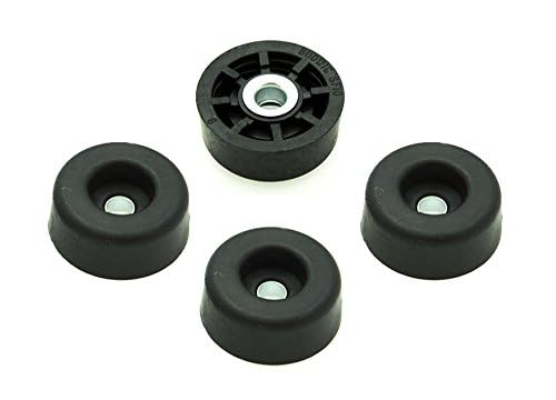 Image of 4 Super Soft Round Rubber Feet w /Metal Insert - 1 inch Wide x .437 inch Tall - Non-Marking - Perfect for Furniture, Tables, Chairs, Desks, Beds, Cabinets, Benches, Sofas - Made in USA